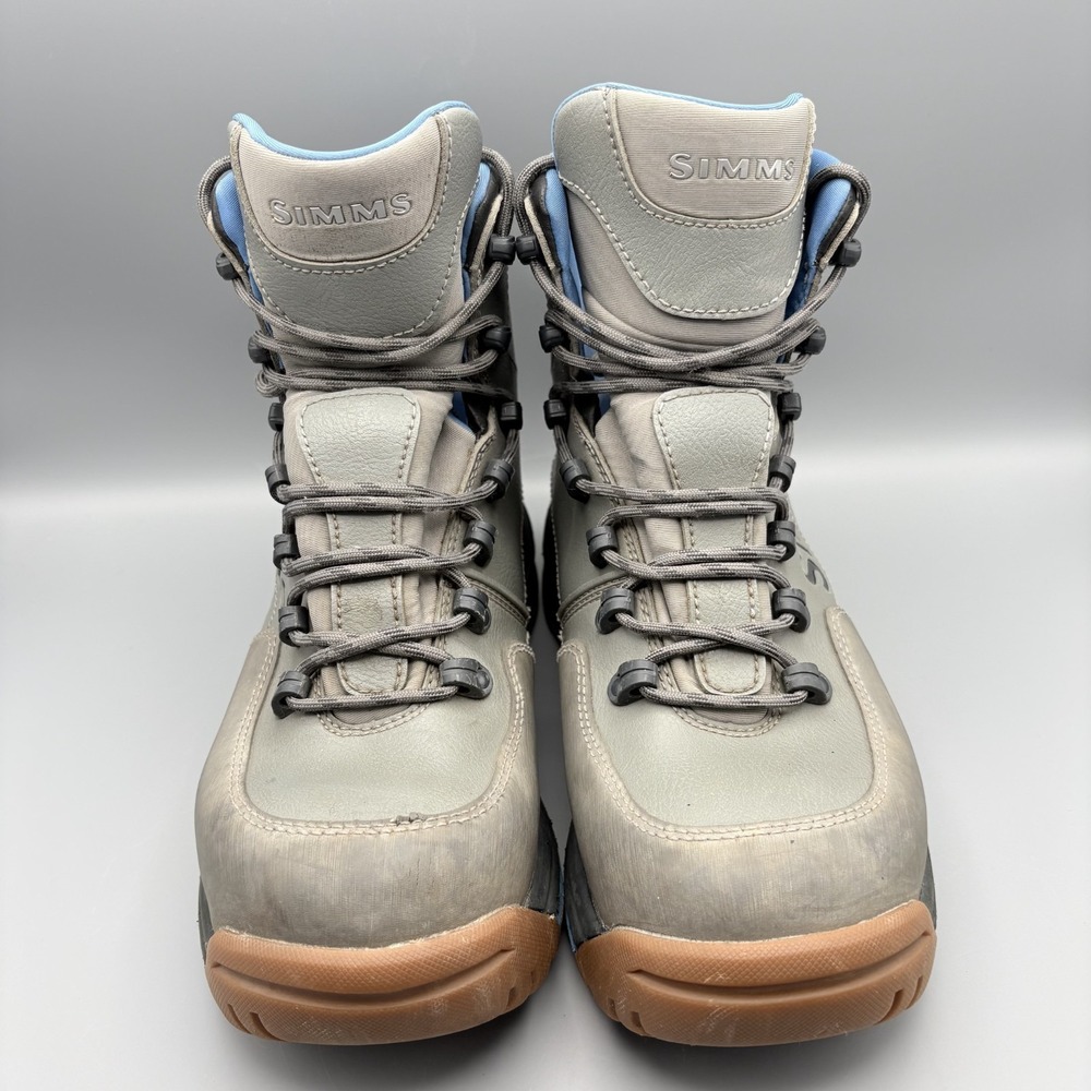 Simms Men's Wading Boots Size 9 Gray/Blue Fly Fishing Shoes Rubber Soles - Picture 3 of 9